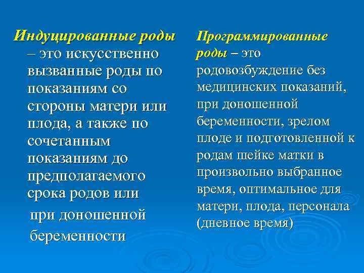 Индуцированные роды – это искусственно вызванные роды по показаниям со стороны матери или плода,