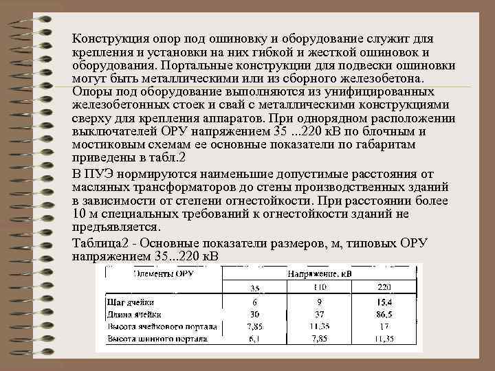 Конструкция опор под ошиновку и оборудование служит для крепления и установки на них гибкой