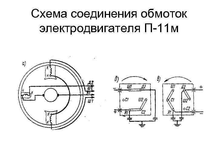 Схема подключения обмоток коллекторного электродвигателя