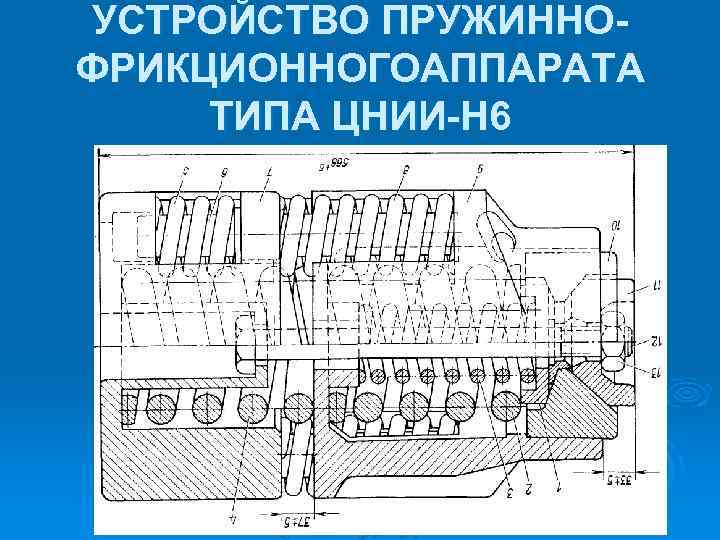 УСТРОЙСТВО ПРУЖИННОФРИКЦИОННОГОАППАРАТА ТИПА ЦНИИ-Н 6 