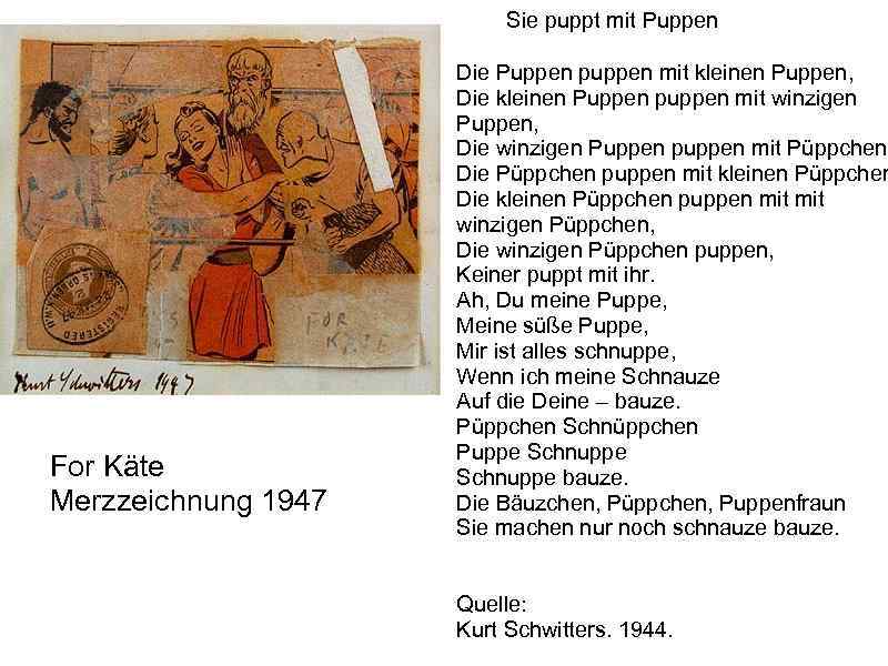  For Käte Merzzeichnung 1947 Sie puppt mit Puppen Die Puppen puppen mit kleinen