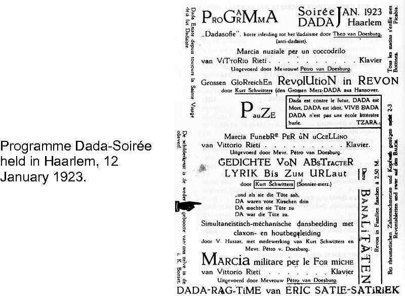 Programme Dada-Soirée held in Haarlem, 12 January 1923. 