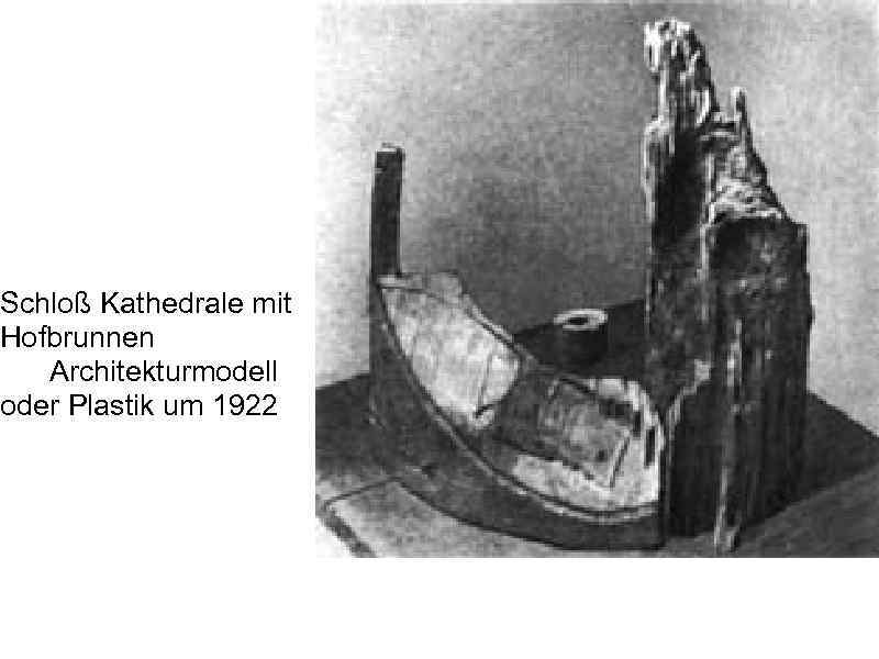 Schloß Kathedrale mit Hofbrunnen Architekturmodell oder Plastik um 1922 