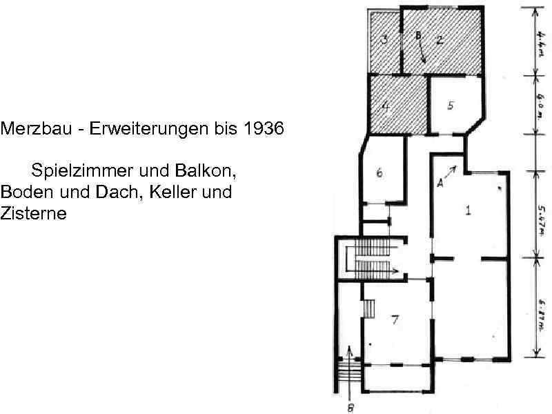 Merzbau - Erweiterungen bis 1936 Spielzimmer und Balkon, Boden und Dach, Keller und Zisterne