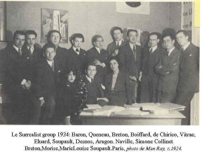 Le Surrealist group 1924: Baron, Queneau, Breton, Boiffard, de Chirico, Vitrac, Eluard, Soupault, Desnos,
