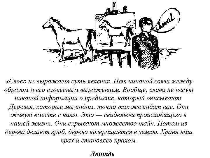  «Слово не выражает суть явления. Нет никакой связи между образом и его словесным