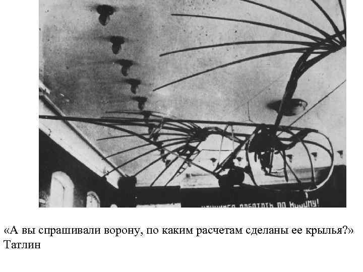  «А вы спрашивали ворону, по каким расчетам сделаны ее крылья? » Татлин 