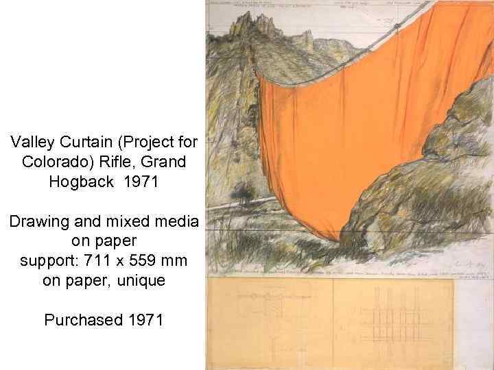 Valley Curtain (Project for Colorado) Rifle, Grand Hogback 1971 Drawing and mixed media on