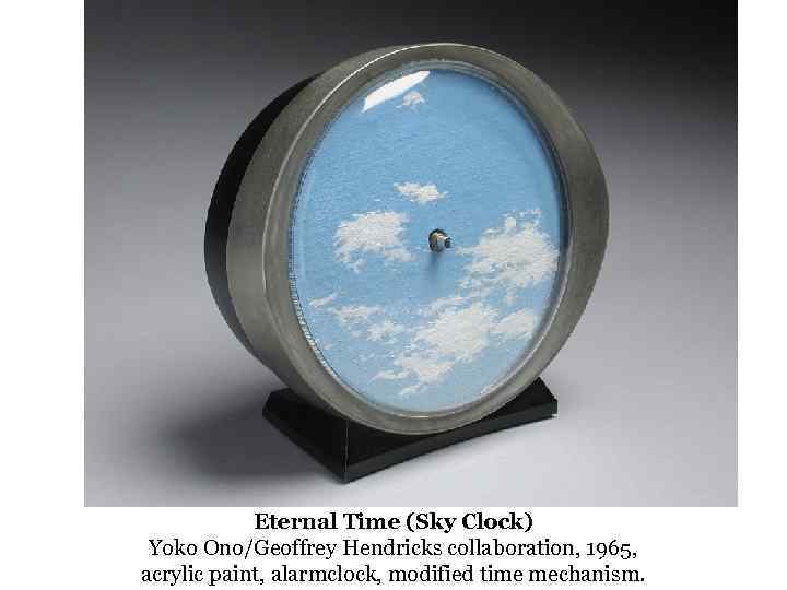 Eternal Time (Sky Clock) Yoko Ono/Geoffrey Hendricks collaboration, 1965, acrylic paint, alarmclock, modified time