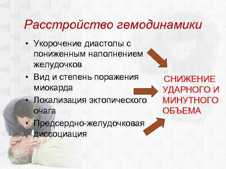 Расстройство гемодинамики • Укорочение диастолы с пониженным наполнением желудочков • Вид и степень поражения