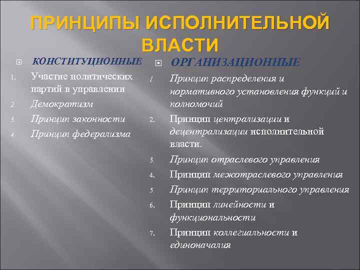 Принципы исполнительной власти