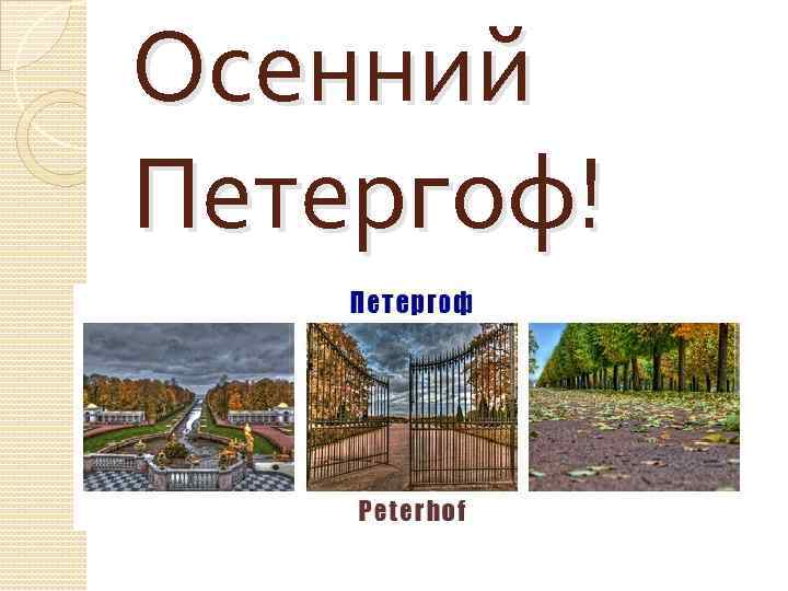 Осенний Петергоф! 