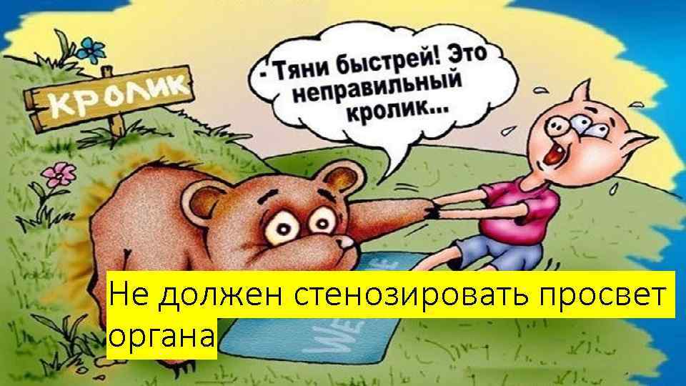 Не должен стенозировать просвет органа 