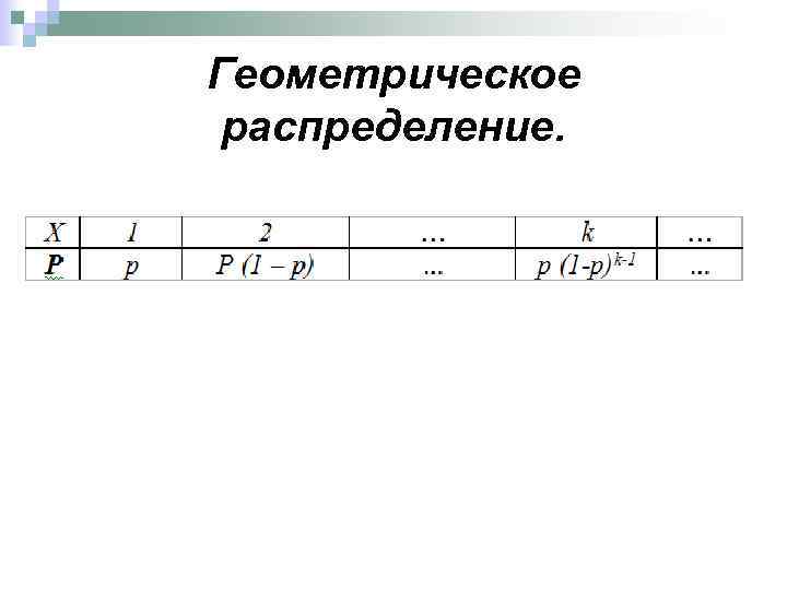 Геометрическое распределение презентация