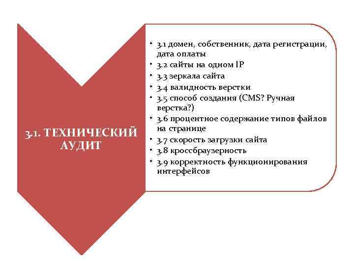 3. 1. ТЕХНИЧЕСКИЙ АУДИТ • 3. 1 домен, собственник, дата регистрации, дата оплаты •