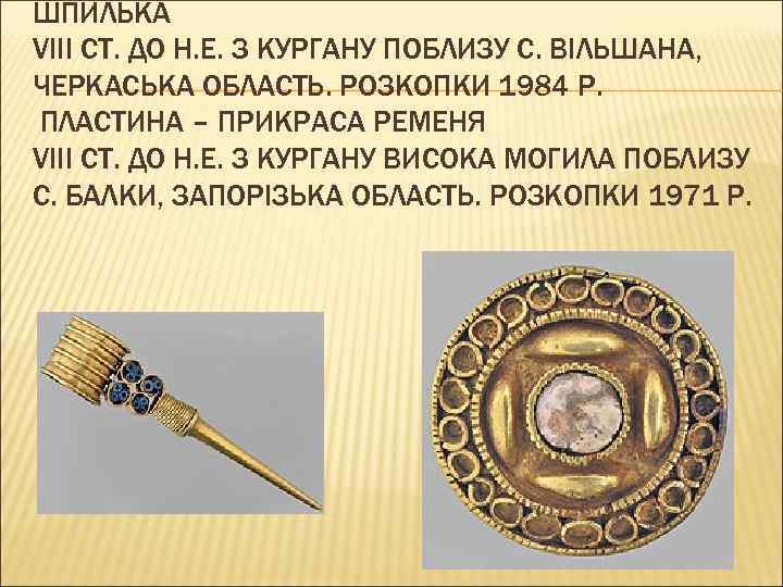 ШПИЛЬКА VIII СТ. ДО Н. Е. З КУРГАНУ ПОБЛИЗУ С. ВІЛЬШАНА, ЧЕРКАСЬКА ОБЛАСТЬ. РОЗКОПКИ