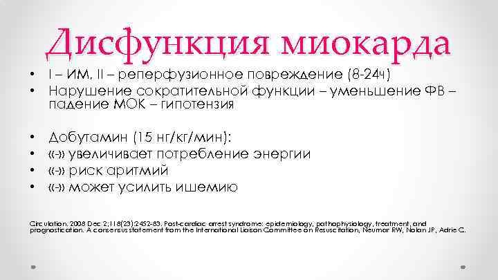 Дисфункция миокарда • I – ИМ, II – реперфузионное повреждение (8 -24 ч) •