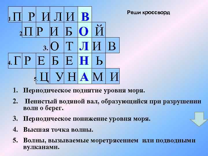 П Р ИЛИ В 2. П Р И Б О Й 3. О Т
