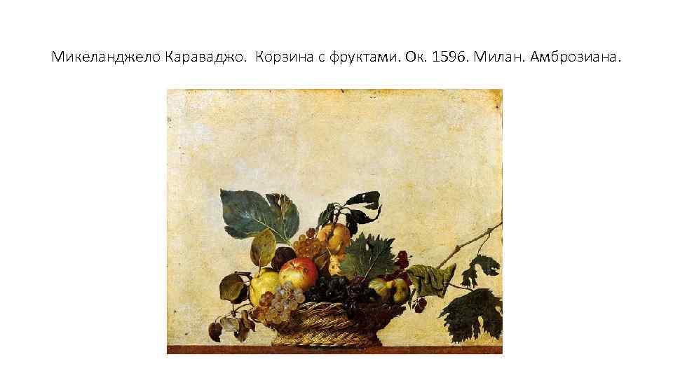 Микеланджело Караваджо. Корзина с фруктами. Ок. 1596. Милан. Амброзиана. 