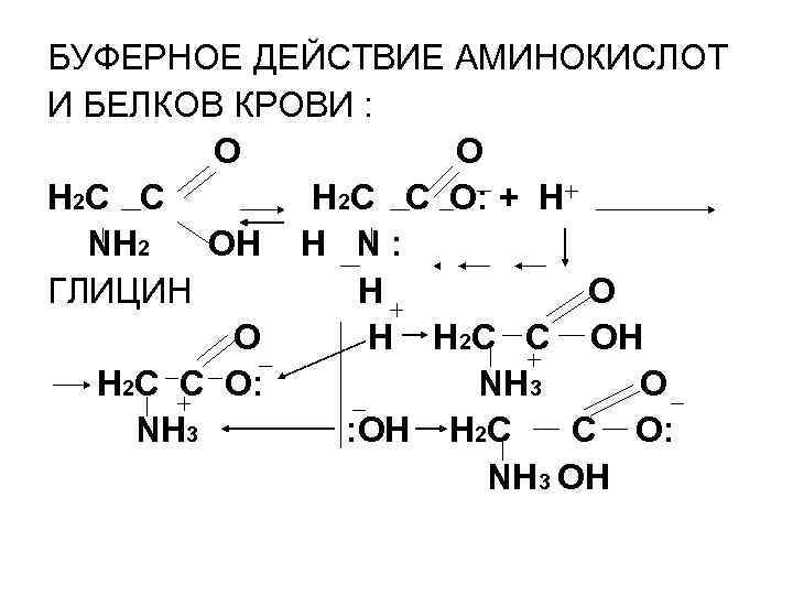 БУФЕРНОЕ ДЕЙСТВИЕ АМИНОКИСЛОТ И БЕЛКОВ КРОВИ : O О H 2 C C O: