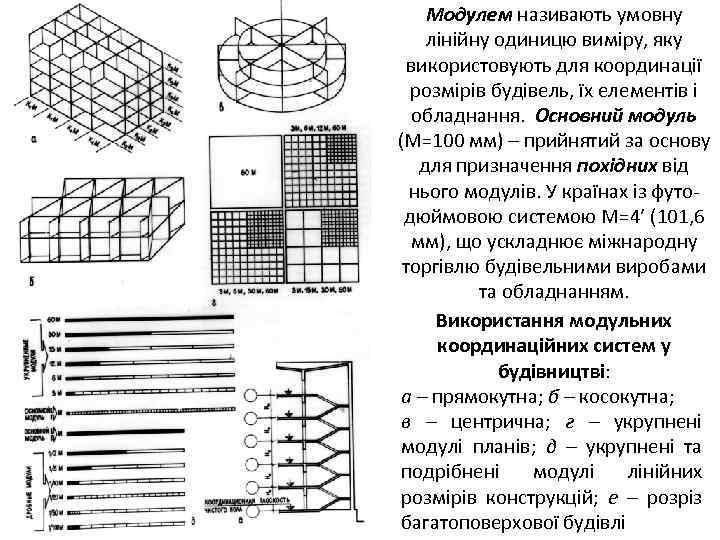 Модулем називають умовну лінійну одиницю виміру, яку використовують для координації розмірів будівель, їх елементів