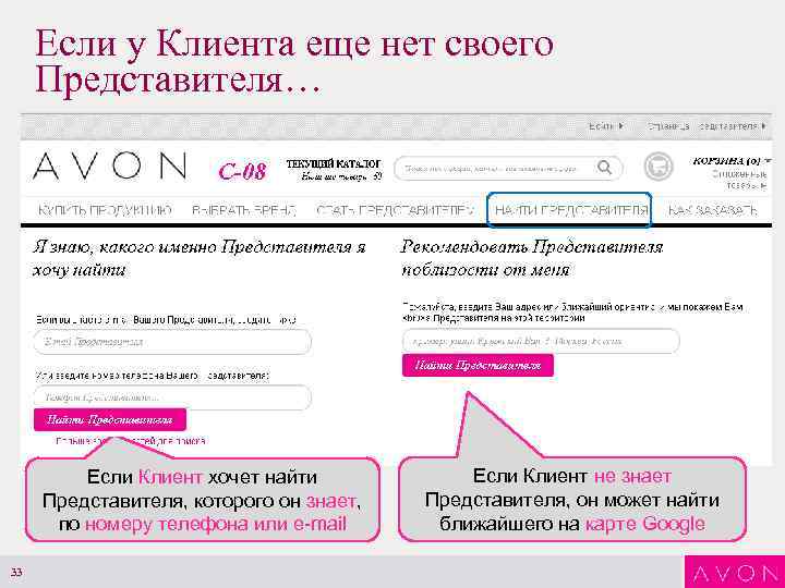 Если у Клиента еще нет своего Представителя… Если Клиент хочет найти Представителя, которого он