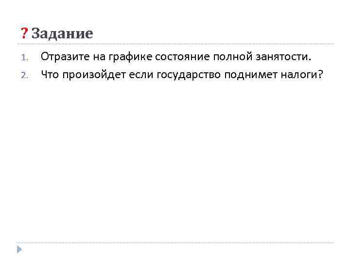 ? Задание 1. 2. Отразите на графике состояние полной занятости. Что произойдет если государство