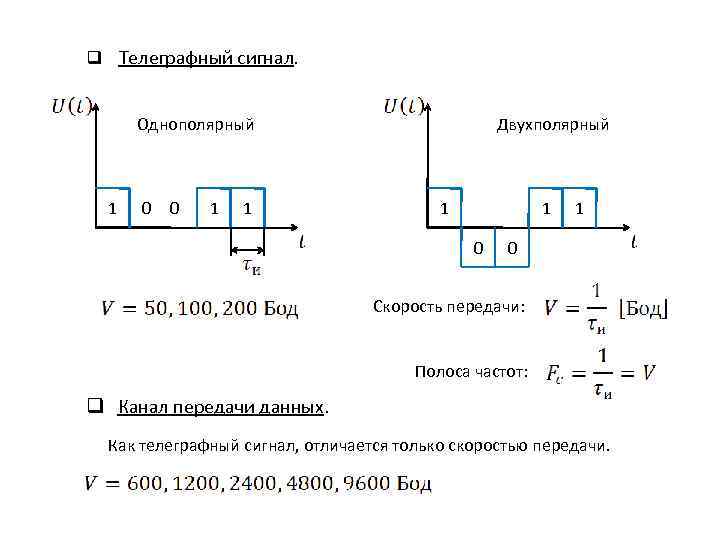 Сигнал передачи данных. Телеграфный сигнал. Частота телеграфного сигнала. Характеристика телеграфных сигналов.