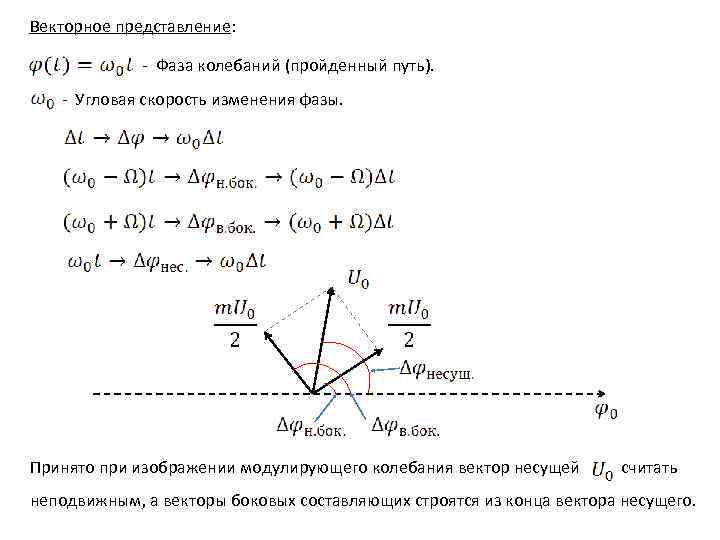 Путь пройденный за одно колебание. Векторное представление колебаний. Векторное представление фаз. Скорость изменения фазы. Скорость изменения фазы колебаний.