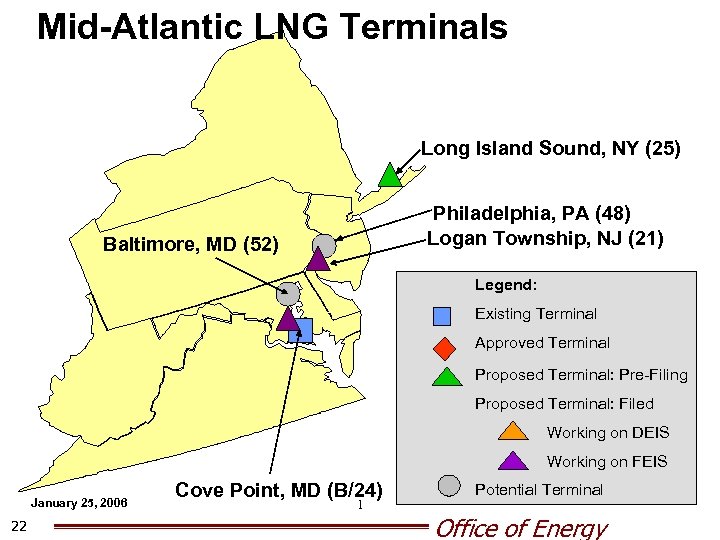 Mid-Atlantic LNG Terminals Long Island Sound, NY (25) Philadelphia, PA (48) Logan Township, NJ