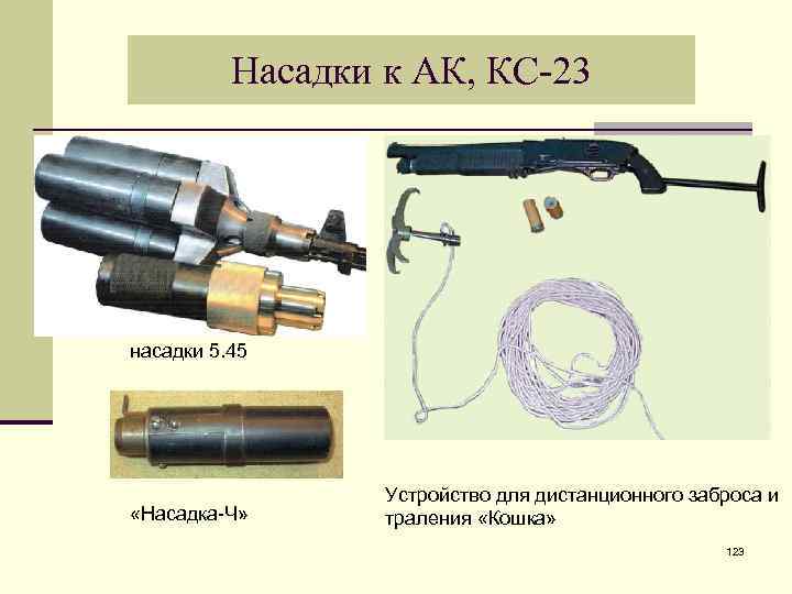 Насадки к АК, КС-23 насадки 5. 45 «Насадка-Ч» Устройство для дистанционного заброса и траления