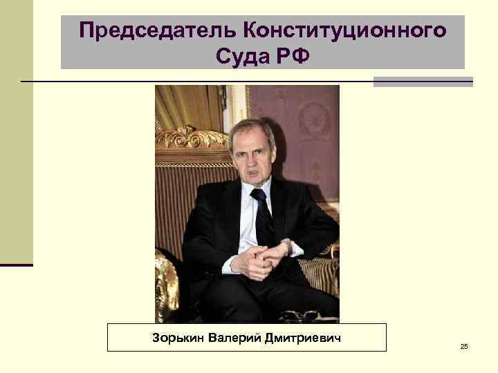 Председатель Конституционного Суда РФ Зорькин Валерий Дмитриевич 25 