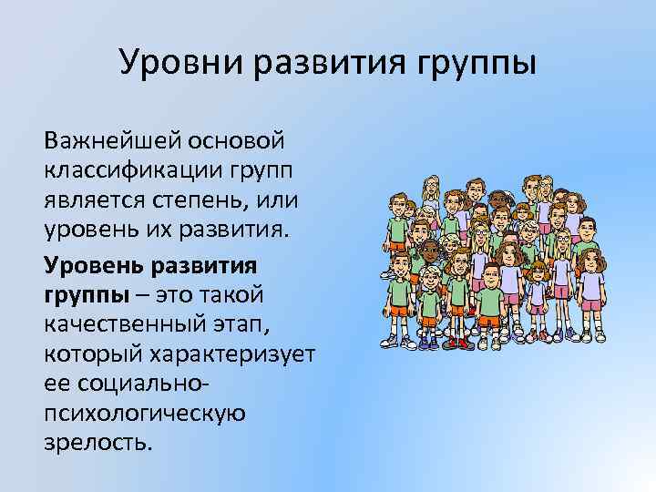 Стадии и уровни развития группы презентация