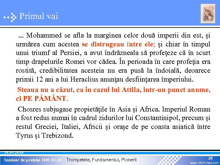 Primul vai. . . Mohammed se afla la marginea celor două imperii din est,