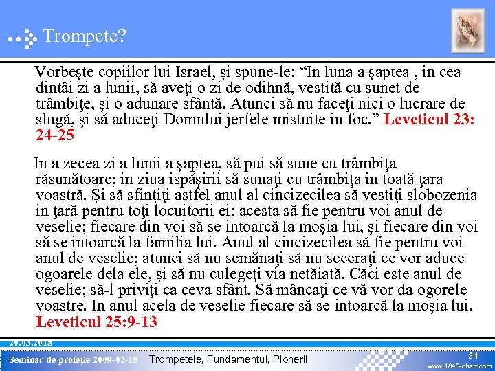 Trompete? Vorbeşte copiilor lui Israel, şi spune-le: “In luna a şaptea , in cea