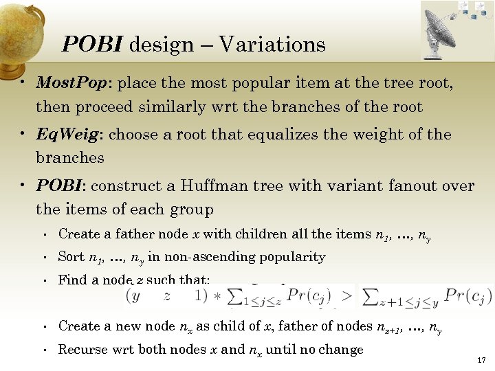 POBI design – Variations • Most. Pop: place the most popular item at the
