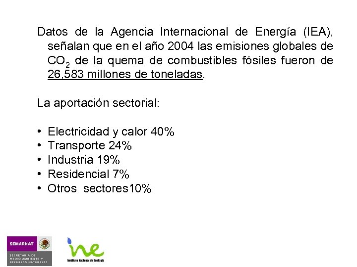 Datos de la Agencia Internacional de Energía (IEA), señalan que en el año 2004