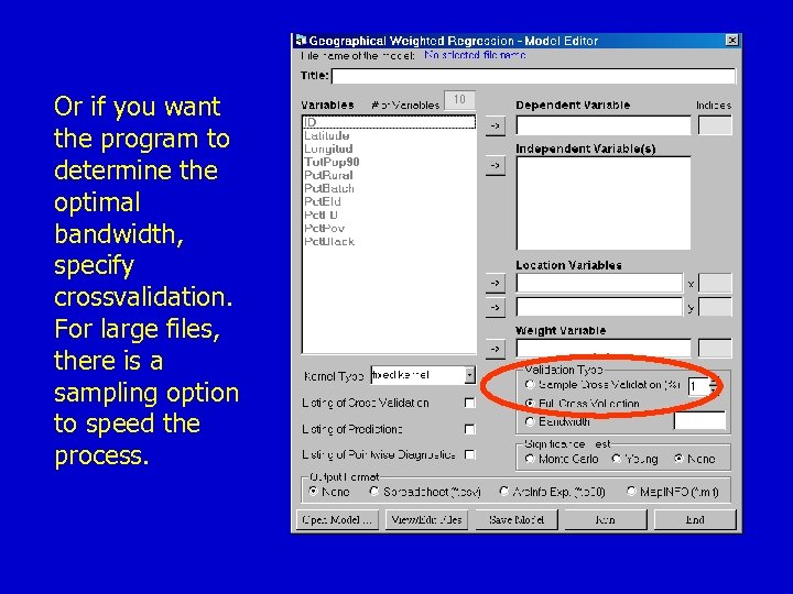 Or if you want the program to determine the optimal bandwidth, specify crossvalidation. For