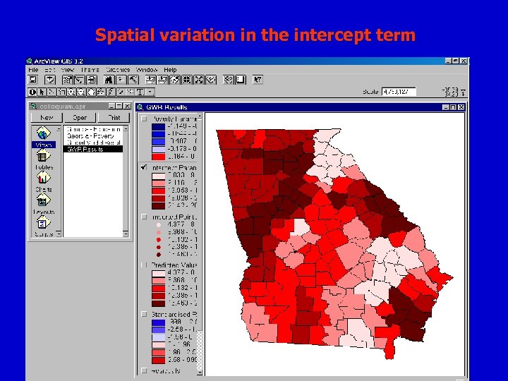 Spatial variation in the intercept term 