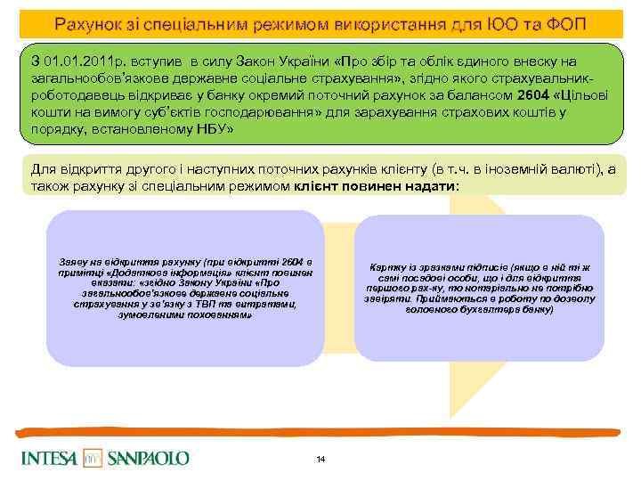 Рахунок зі спеціальним режимом використання для ЮО та ФОП З 01. 2011 р. вступив