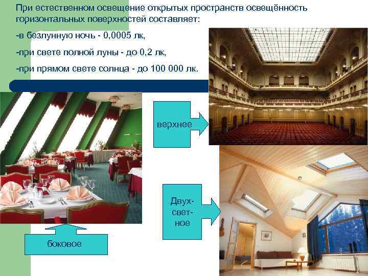 При естественном освещение открытых пространств освещённость горизонтальных поверхностей составляет: -в безлунную ночь - 0,