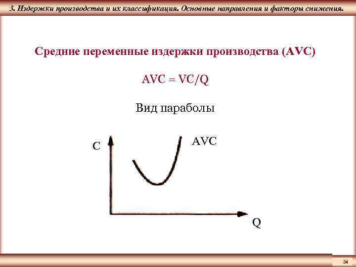 ЦМАКП 3. Издержки производства и их классификация. Основные направления и факторы снижения. Средние переменные