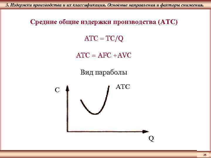 ЦМАКП 3. Издержки производства и их классификация. Основные направления и факторы снижения. Средние общие