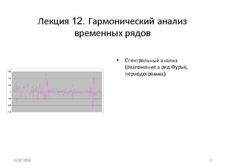Лекция 12. Гармонический анализ временных рядов • 12. 02. 2018 Спектральный анализ (разложение в