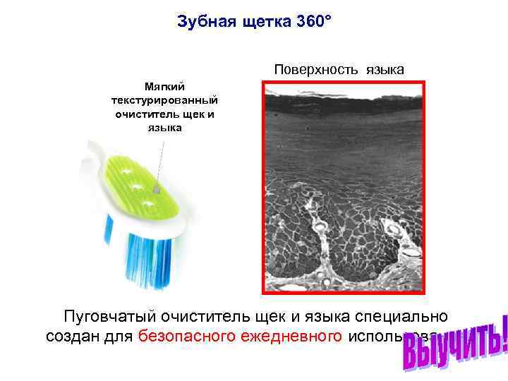 Зубная щетка 360° Поверхность языка Мягкий текстурированный очиститель щек и языка Пуговчатый очиститель щек