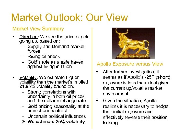 Market Outlook: Our View Market View Summary • • Direction: We see the price