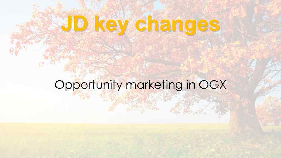 JD key changes Opportunity marketing in OGX 