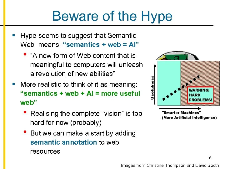 Beware of the Hype § Hype seems to suggest that Semantic Web means: “semantics