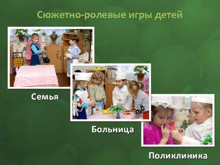Сюжетно-ролевые игры детей Семья Больница Поликлиника 