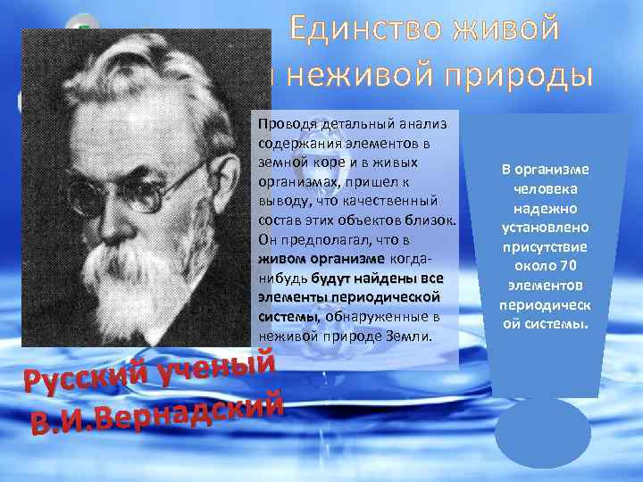 Единство живой и неживой природы Проводя детальный анализ содержания элементов в земной коре и